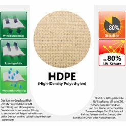 AMANKA UV Sonnensegel 7x7x7 HDPE Dreieck Sonnenschutz Überdachung Balkon Garten Beige -AMANKA Shop 12545223 4