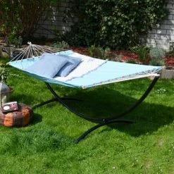 AMANKA XXL Stabhängematte 200x120 Doppelhängematte 2 Personen Garten Hängematte Blau -AMANKA Shop 17532383 5