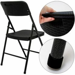 AMANKA 4 Klappstühle Bis 150kg - 50x46x83,5 Balkonstuhl - Gartenstuhl In Rattan-Optik -AMANKA Shop 18392137 4