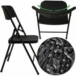 AMANKA 4 Klappstühle Bis 150kg - 50x46x83,5 Balkonstuhl - Gartenstuhl In Rattan-Optik -AMANKA Shop 18392137 5