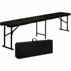 AMANKA Wetterfeste Bierbank - Klappbar 184x30x43 - Rattan Look Kunststoff Bank Sitzbank