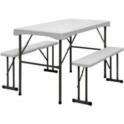 AMANKA Bierzeltgarnitur Für 4 Personen - 112 X 61 Cm Bierbank Set - Tisch Mit 2 Bänken