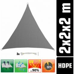 AMANKA UV Sonnensegel 2x2x2 M HDPE Dreieck Sonnenschutz Überdachung Balkon Garten Grau