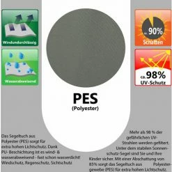 AMANKA UPF50+ UV Sonnensegel 3x4 Polyester Rechteck Wasserabweisend Garten Balkon Grau -AMANKA Shop 19577643 4