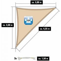 AMANKA UV Sonnensegel 3x3x4,2 HDPE Dreieck Rechtwinklig Sonnenschutz Garten Beige -AMANKA Shop 19577662 4