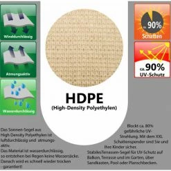 AMANKA UV Sonnensegel 3x3x4,2 HDPE Dreieck Rechtwinklig Sonnenschutz Garten Beige -AMANKA Shop 19577662 5