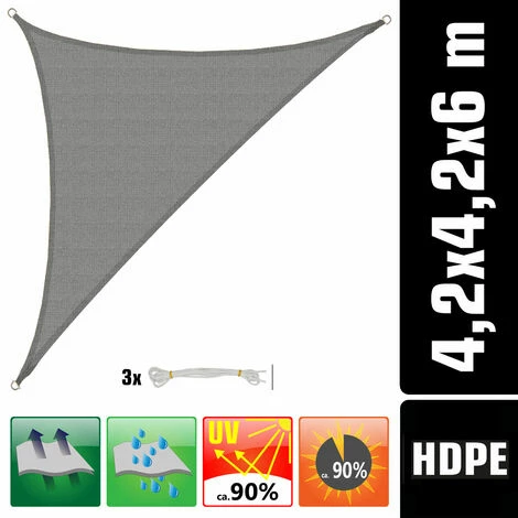 AMANKA UV Sonnensegel 4,2x4,2x6 HDPE Dreieck Rechtwinklig Sonnenschutz Garten Grau AMANKA UV Sonnensegel 4,2x4,2x6 HDPE Dreieck Rechtwinklig Sonnenschutz Garten Grau -AMANKA Shop 19577668 1