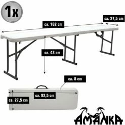AMANKA Kunststoff Bierbank - Klappbar 182x27x43 - Sitzbank - Gartenbank Camping Bank -AMANKA Shop 19577678 3