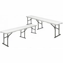 AMANKA 2x Wetterfeste Bierbank - Klappbar 182x27x43 - Kunststoff Sitzbank Klappbank Set