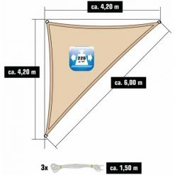 AMANKA UV Sonnensegel 4,2x4,2x6 HDPE Dreieck Rechtwinklig Sonnenschutz Garten Beige -AMANKA Shop 33233072 3