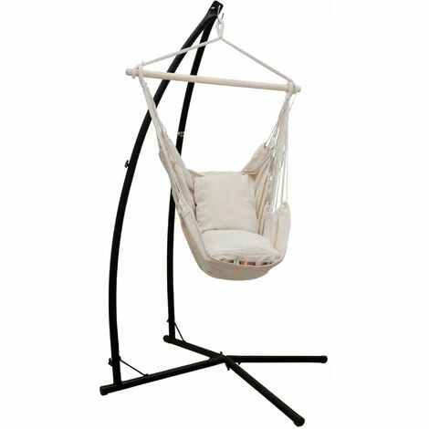AMANKA Hängestuhlgestell mit Hängesessel 215cm Metallgestell bis 120kg mit 2 Kissen AMANKA Hängestuhlgestell Mit Hängesessel 215cm Metallgestell Bis 120kg Mit 2 Kissen -AMANKA Shop 35623612 1