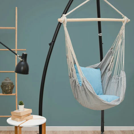 AMANKA Hängestuhlgestell Mit Hängesessel 215cm Metallgestell Bis 120kg Mit 2 Kissen – Bild 2
