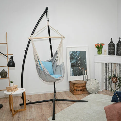 AMANKA Hängestuhlgestell Mit Hängesessel 215cm Metallgestell Bis 120kg Mit 2 Kissen – Bild 4