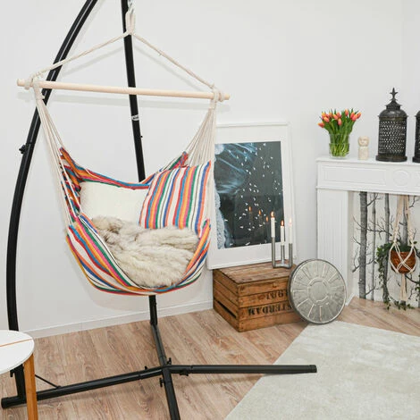 AMANKA Hängestuhlgestell Mit Hängesessel 215cm Metallgestell Bis 120kg Mit 2 Kissen – Bild 4