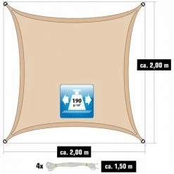 AMANKA 2x2m Sonnensegel Viereckig Wasserdicht - Sonnenschutz Segel Set Mit Befestigung -AMANKA Shop 55411184 3