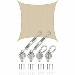 AMANKA 4x4 UV Sonnensegel Viereckig Atmungsaktiv - Sonnenschutz Segel Mit Befestigung