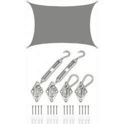 AMANKA 3x4m Sonnensegel Rechteckig Wasserdicht - Sonnenschutz Segel Set Mit Befestigung