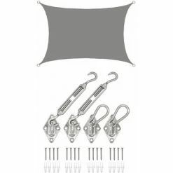 AMANKA 2x3m Sonnensegel Rechteckig Wasserdicht - Sonnenschutz Segel Set Mit Befestigung