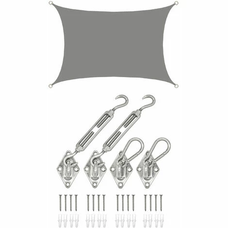 AMANKA 2x3m Sonnensegel Rechteckig Wasserdicht - Sonnenschutz Segel Set Mit Befestigung