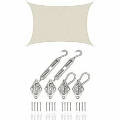 AMANKA 3x4m Sonnensegel Rechteckig Wasserdicht - Sonnenschutz Segel Set Mit Befestigung