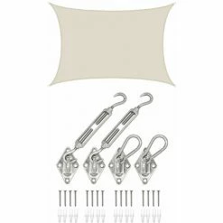 AMANKA 3x5m Sonnensegel Rechteckig Wasserdicht - Sonnenschutz Segel Set Mit Befestigung