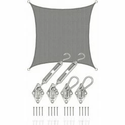 AMANKA 2x2 UV Sonnensegel Viereckig Atmungsaktiv - Sonnenschutz Segel Mit Befestigung
