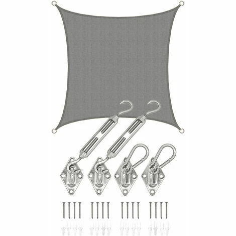 AMANKA 2x2 UV Sonnensegel Viereckig Atmungsaktiv - Sonnenschutz Segel Mit Befestigung