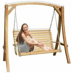 AMANKA Hollywoodschaukel Mit Bank Aus Holz