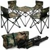 AMANKA Camping-Tisch-Set Falttisch Mit 4 Klappstühlen Inkl. Tragetasche | Picknick Set Klapptisch Falthocker Für Campen Angeln Wandern BBQ Ausflug | Camouflage Tarnfarbe