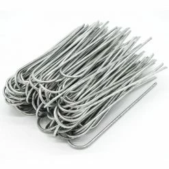 AMANKA 100 Stück Ø3,2mm Erdanker Verzinkt 150x30mm Befestigungsanker Unkraut-Vlies Stahl Erdnägel Bodenanker U-Form Rund