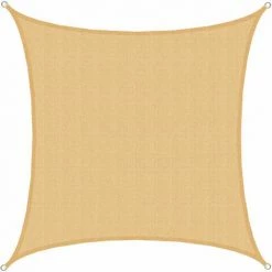 AMANKA UV Sonnensegel 4x4 M HDPE Quadrat Sonnenschutz Überdachung Garten Balkon Beige