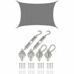 AMANKA 3x2 UV Sonnensegel Rechteckig Atmungsaktiv - Sonnenschutz Segel Mit Befestigung