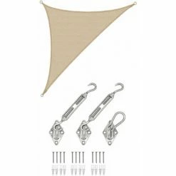 AMANKA 3,6x3,6x5,1 Sonnensegel Dreieckig Atmungsaktiv - Dreieck Segel Mit Befestigung