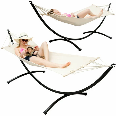 AMANKA Hängematte Mit Gestell 300x100 Garten Liege Outdoor Indoor Hängematte – Bild 2
