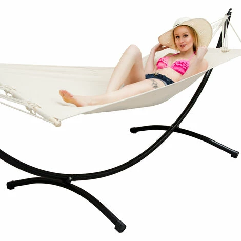 AMANKA Hängematte Mit Gestell 300x100 Garten Liege Outdoor Indoor Hängematte – Bild 3