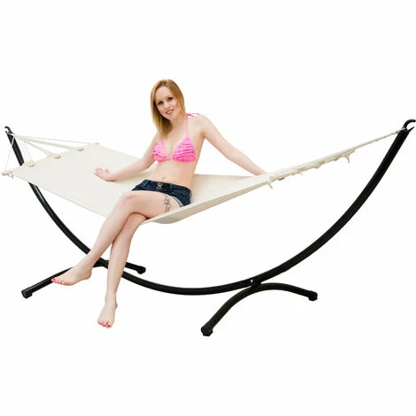 AMANKA Hängematte Mit Gestell 300x100 Garten Liege Outdoor Indoor Hängematte – Bild 4