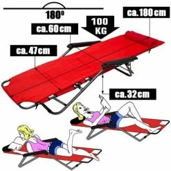AMANKA Campingstuhl Liegestuhl Freizeitliege Sonnenliege Strandliege Campingliege Klappliege Liege Incl. Auflage 178cm Rot 2 AMANKA Campingstuhl Liegestuhl Freizeitliege Sonnenliege Strandliege Campingliege Klappliege Liege Incl. Auflage 178cm Rot -AMANKA Shop 9846266 3