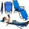 AMANKA Campingstuhl Liegestuhl Freizeitliege Sonnenliege Strandliege Campingliege Klappliege Liege Incl. Auflage 178cm Blau