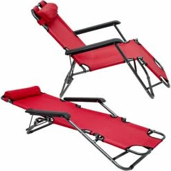AMANKA Campingstuhl Liegestuhl Freizeitliege Sonnenliege Strandliege Campingliege Klappliege Liege 153cm | Rot -AMANKA Shop 9846351 3