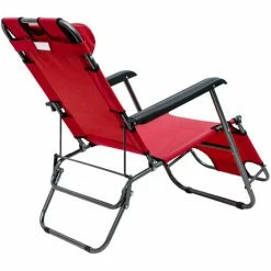 AMANKA Campingstuhl Liegestuhl Freizeitliege Sonnenliege Strandliege Campingliege Klappliege Liege 153cm | Rot -AMANKA Shop 9846351 4