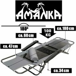 AMANKA Liegestuhl 178cm Campingliege Sonnenliege Gartenliege Liege Strandliege Stuhl -AMANKA Shop 9846403 4