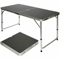 AMANKA Campingtisch Ca.120x60cm Klapptisch Koffertisch Falttisch Hocker Aluminium Tisch