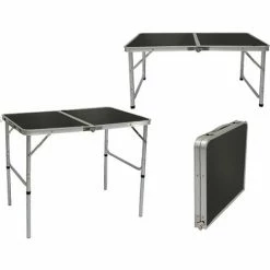 AMANKA Alu Campingtisch Ca. 90x60cm Höhenverstellbar Reisetisch Klapptisch Kofferformat