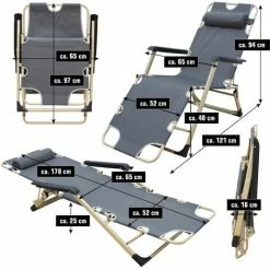 AMANKA Campingstuhl Liegestuhl AMA-YU-98 XL Grau 178x65x88 Cm Incl. Auflage -AMANKA Shop 9846504 4