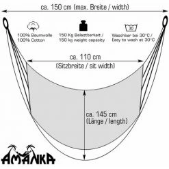 AMANKA Hängesessel Bis 150kg - 110x145cm Garten Hängestuhl -AMANKA Shop 9855755 5