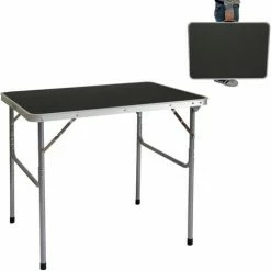 AMANKA Campingtisch Aluminium Klapptisch 60x80x70cm Stahlrahmen MDF-Tischplatte Dunkelgrau Praktisches Kofferformat