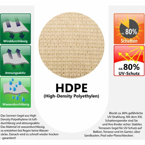 AMANKA UV Sonnensegel 4x6 HDPE Rechteckig Sonnenschutz Überdachung Garten Balkon Beige AMANKA UV Sonnensegel 4x6 HDPE Rechteckig Sonnenschutz Überdachung Garten Balkon Beige -AMANKA Shop 9855799 4
