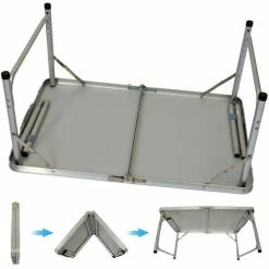 AMANKA Campingtisch Ca.90x60cm + 2 Aluminiuim Hocker Klapptisch Koffertisch Falttisch -AMANKA Shop 9870134 5